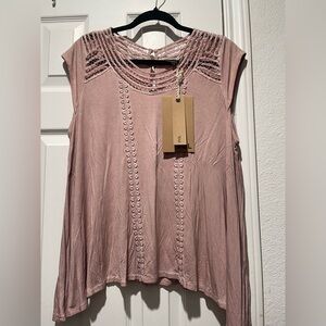 Pink Sleeveless Top with Lace Details POL